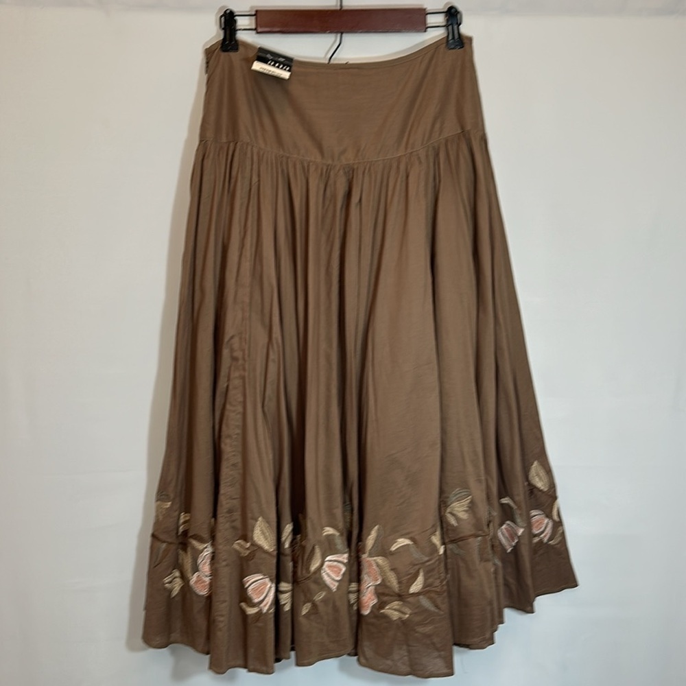 a.n.a A New Approach Skirt Womens Size 8 Embroidered 100% Cotton Tiered Lined - Picture 10 of 16